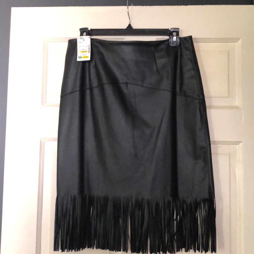 Faux leather with fringe black skirt!
